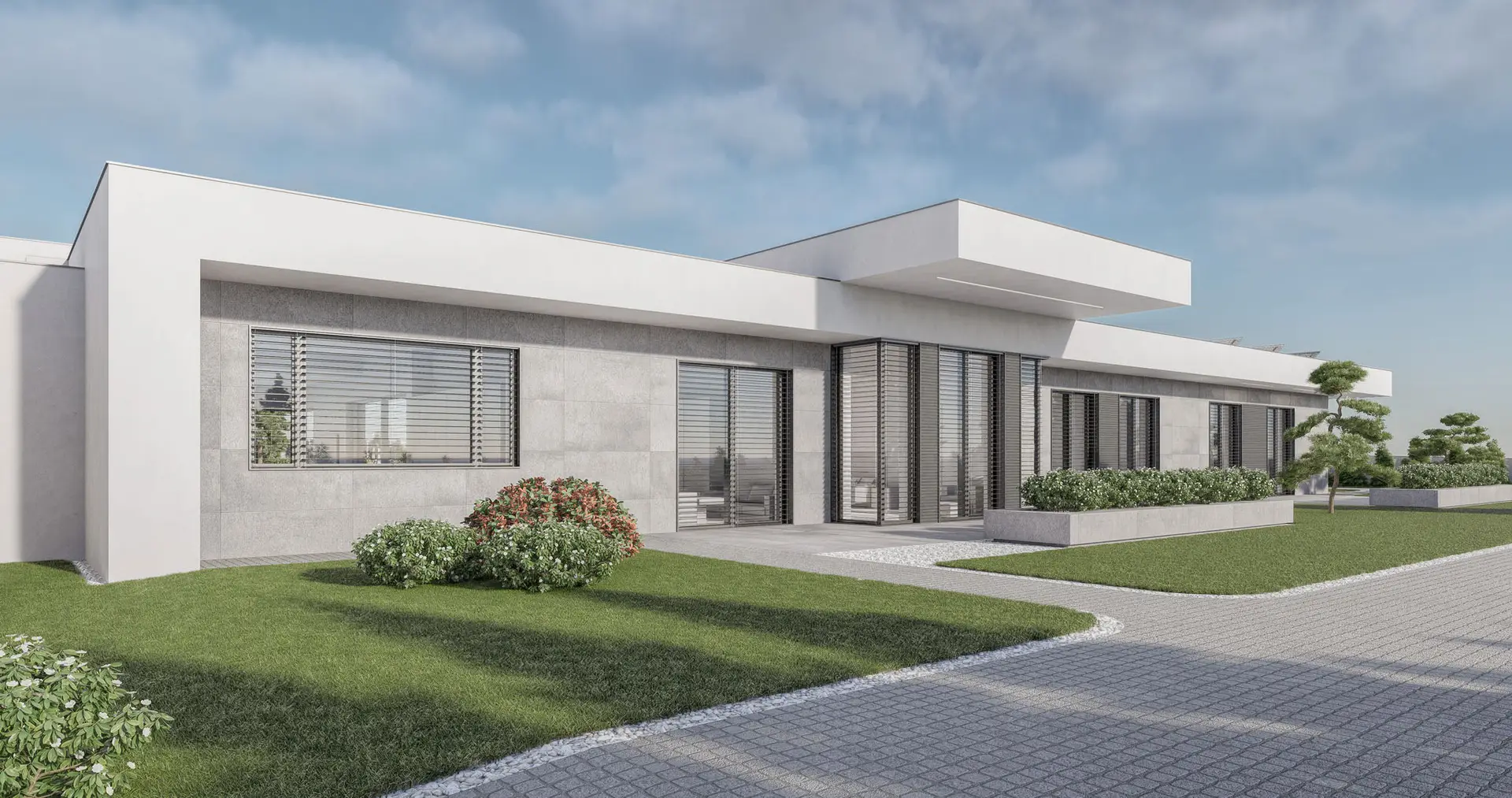 Projekt parterowej rezydencji za miastem