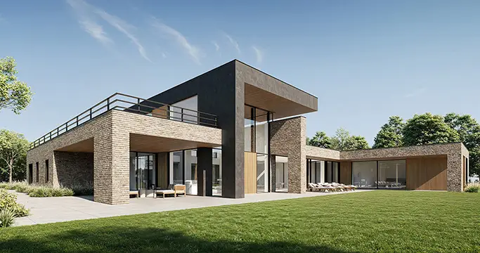 Projekt rezydencji z płaskim dachem